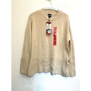 NEW Gap Women's Medium M Taupe‎ Sweater 100% Cotton Crewneck Cozy Minimalist